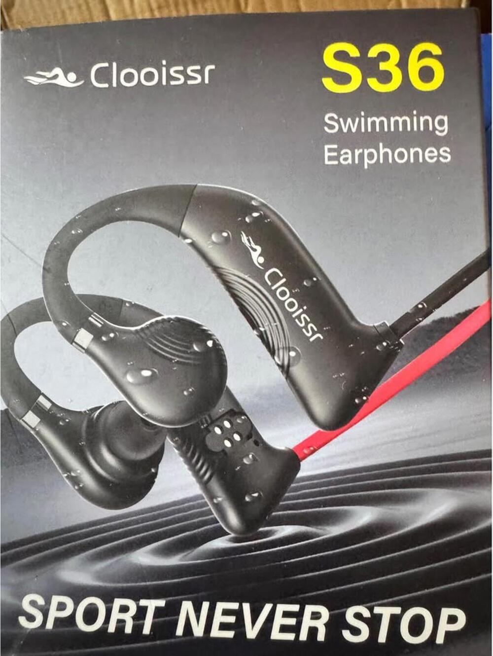 Clooissr S36 IPX8 Waterproof Swimming Headphones with 32GB Storage, Black - New